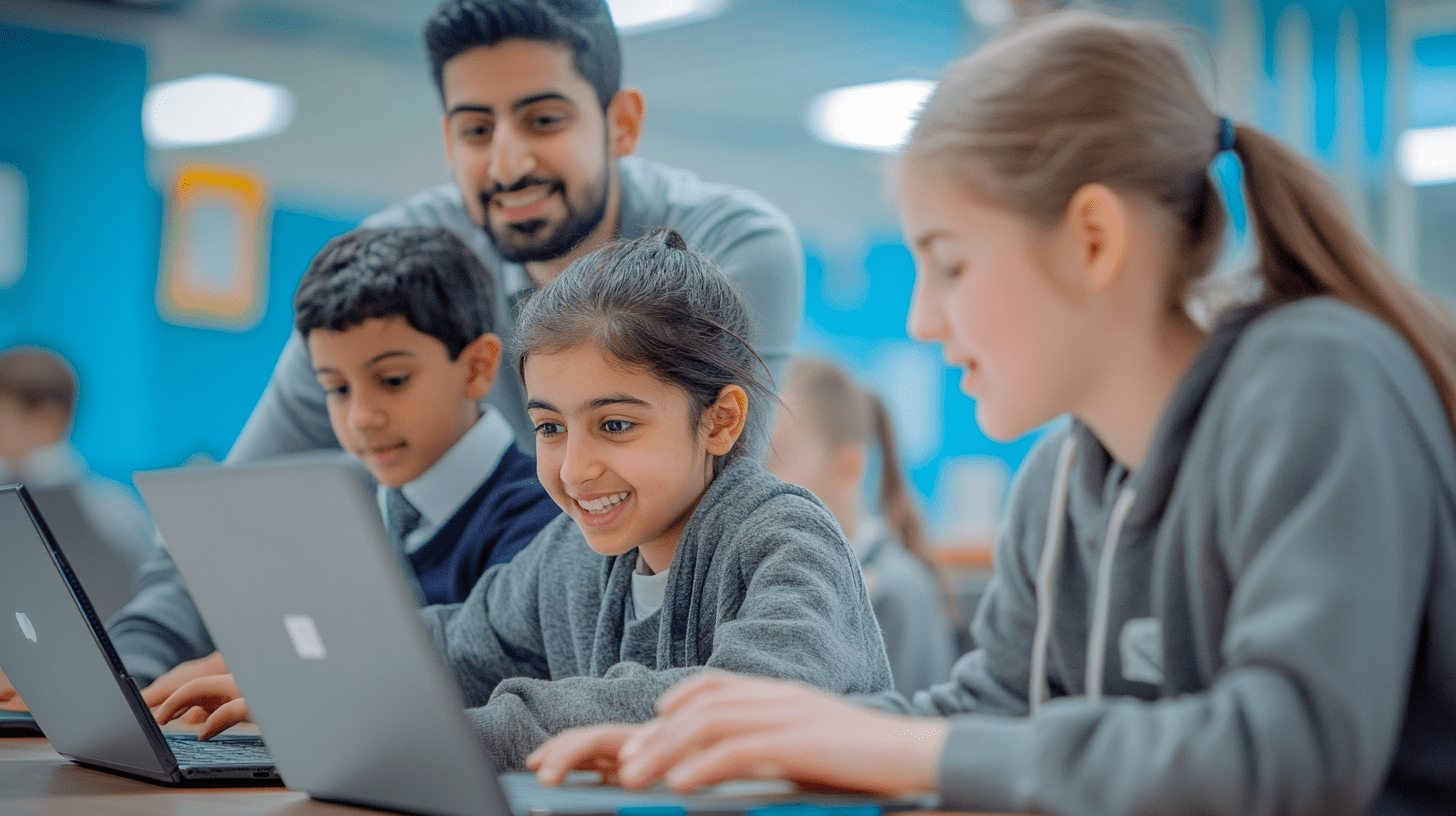 teacher and students in a classroom